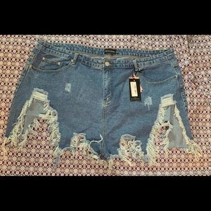 Thigh Rip Denim Shorts